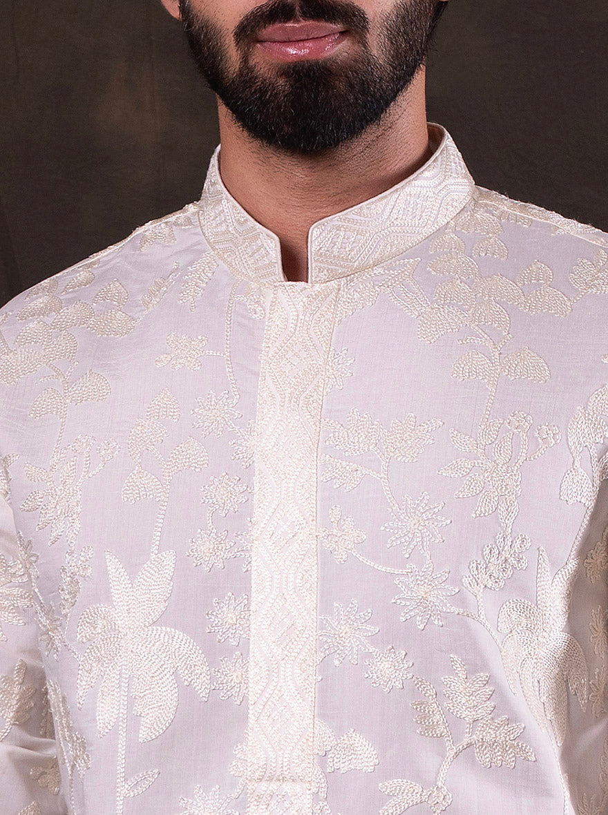White Embroidered  Kurta Pajama | Virasana