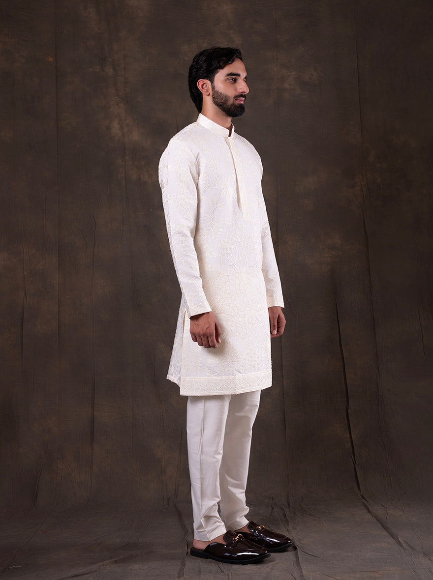 White Embroidered  Kurta Pajama | Virasana