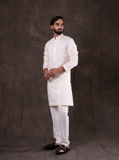 White Embroidered  Kurta Pajama | Virasana