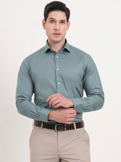Grey Solid Slim Fit Formal Shirt | Metal