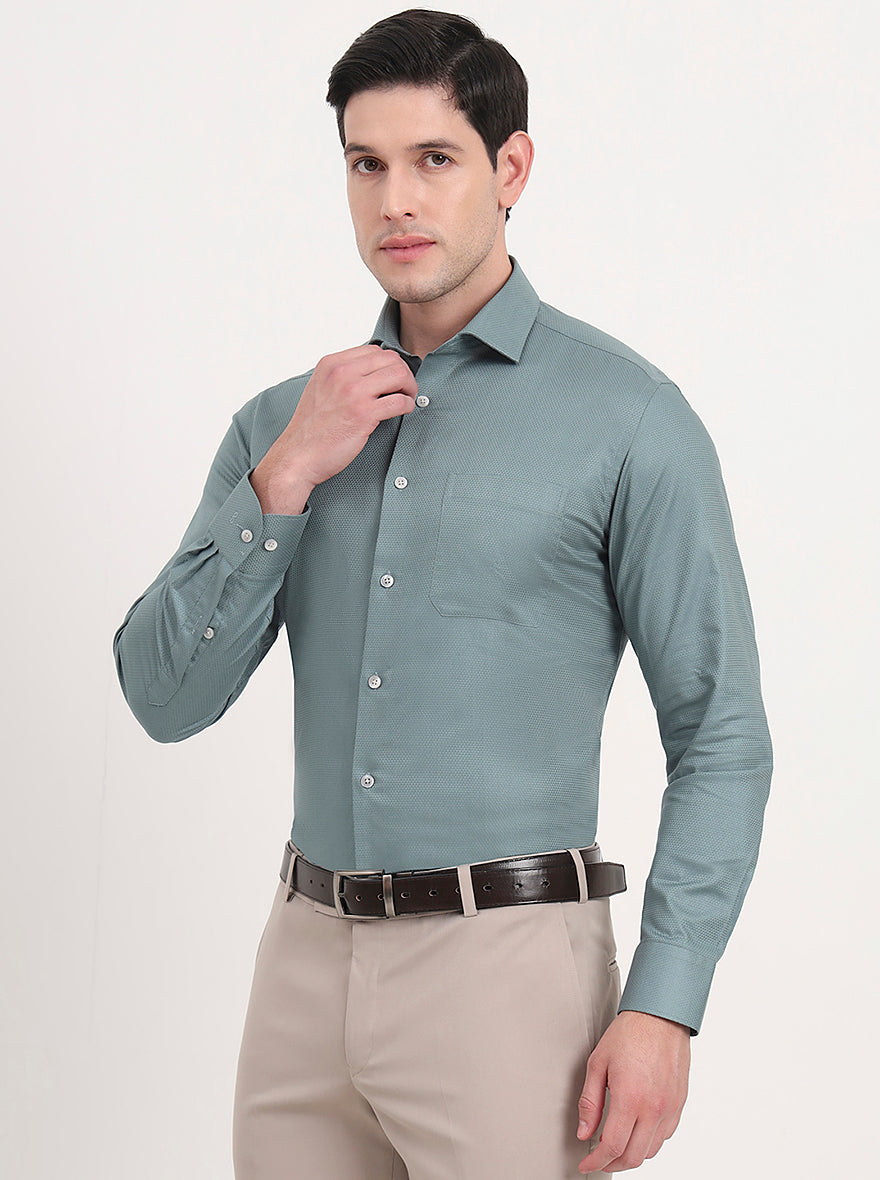 Grey Solid Slim Fit Formal Shirt | Metal