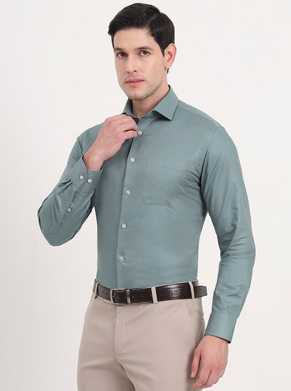 Grey Solid Slim Fit Formal Shirt | Metal
