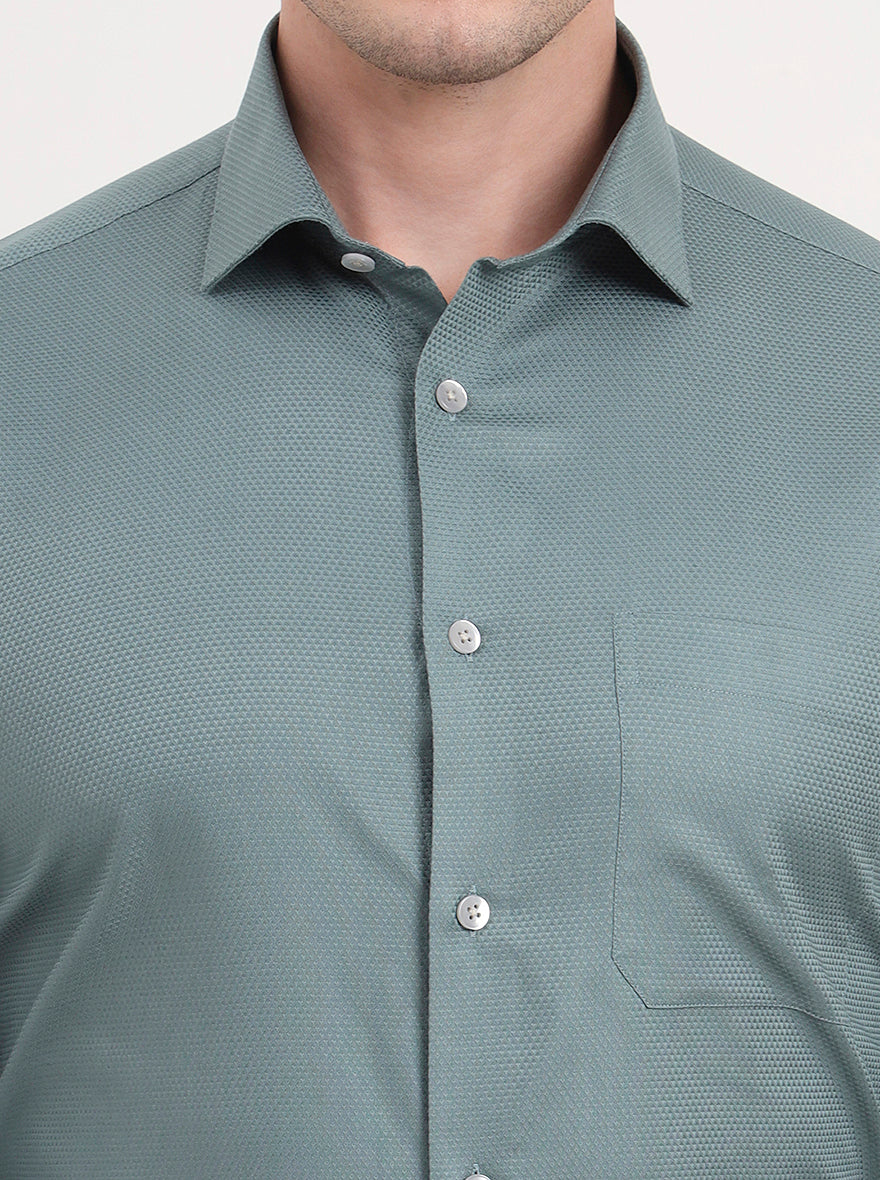 Grey Solid Slim Fit Formal Shirt | Metal