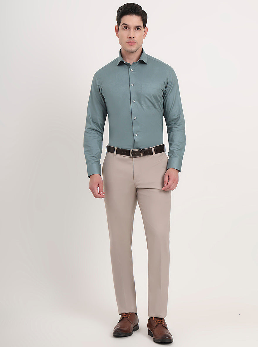 Grey Solid Slim Fit Formal Shirt | Metal