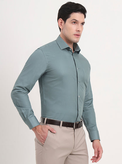 Grey Solid Slim Fit Formal Shirt | Metal