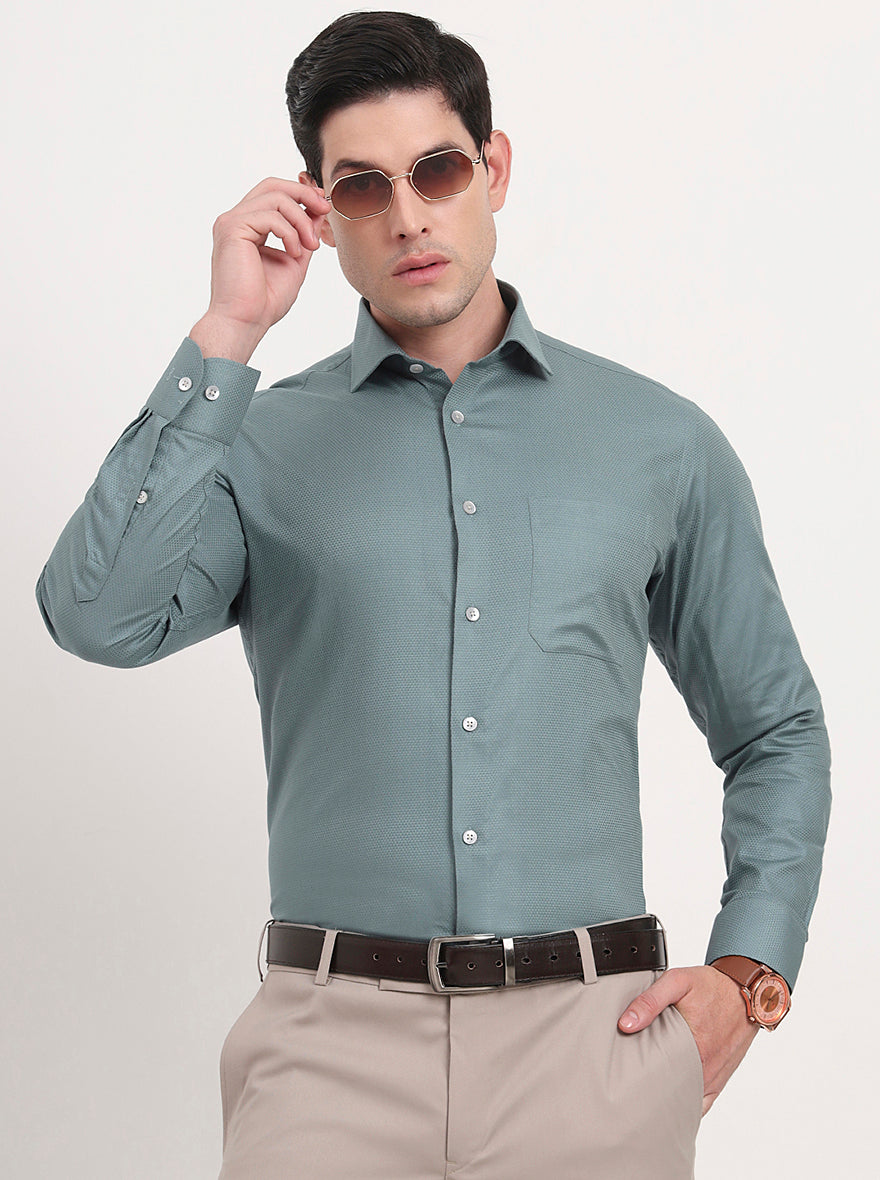 Grey Solid Slim Fit Formal Shirt | Metal