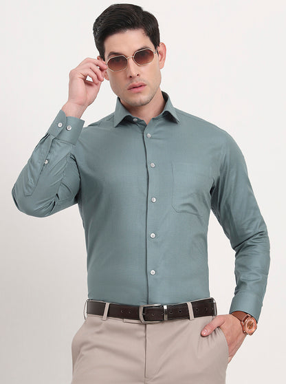 Grey Solid Slim Fit Formal Shirt | Metal