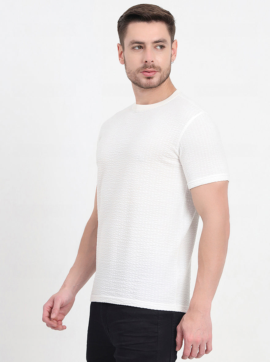 White Solid Slim Fit T-Shirt | JadeBlue