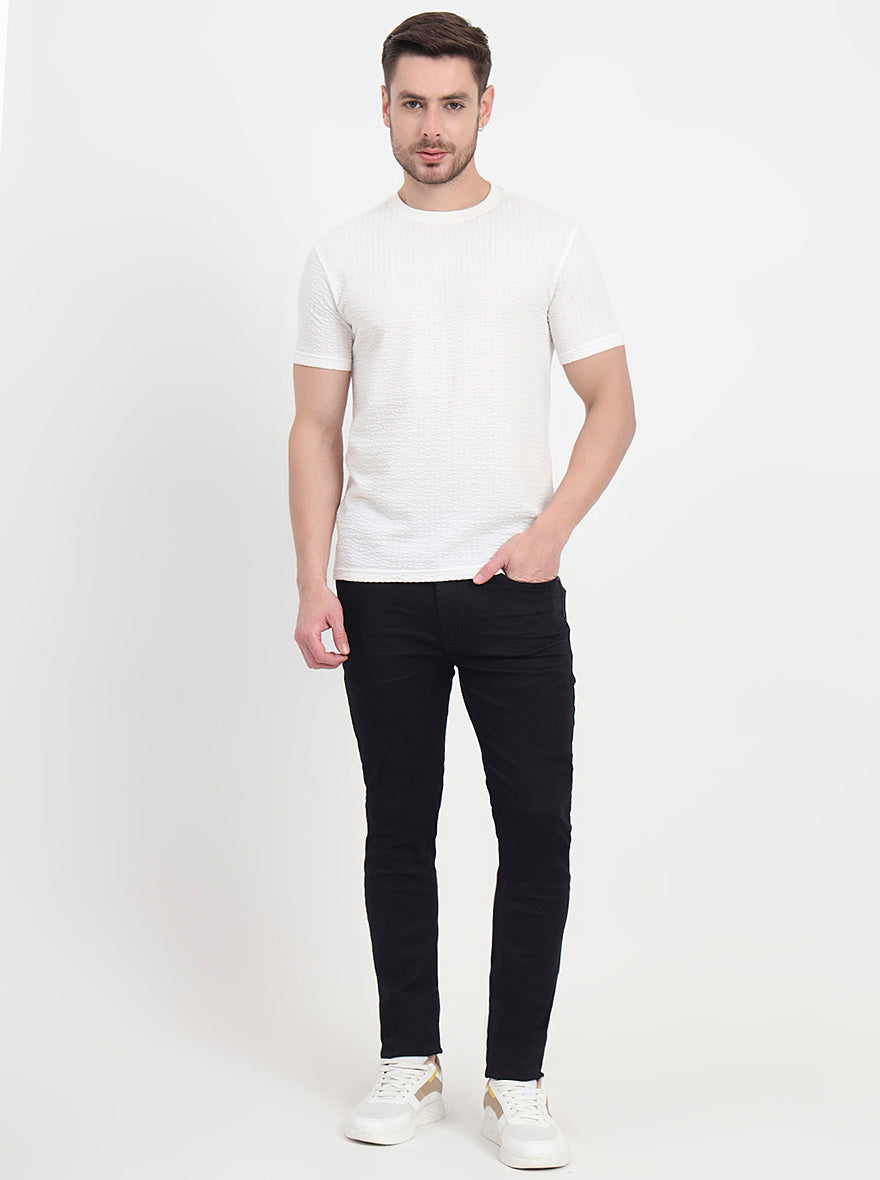 White Solid Slim Fit T-Shirt | JadeBlue