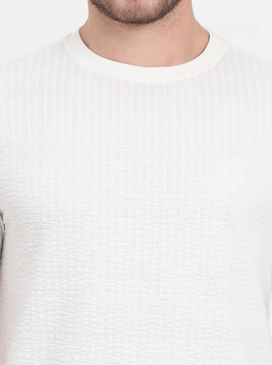 White Solid Slim Fit T-Shirt | JadeBlue