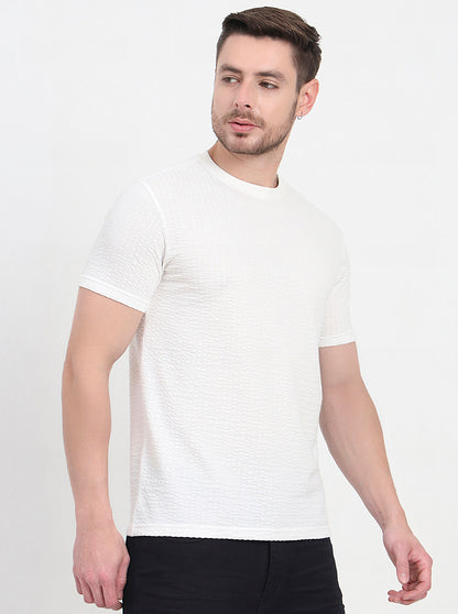 White Solid Slim Fit T-Shirt | JadeBlue
