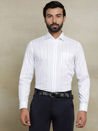 White Striped Slim fit Formal Shirt | Metal
