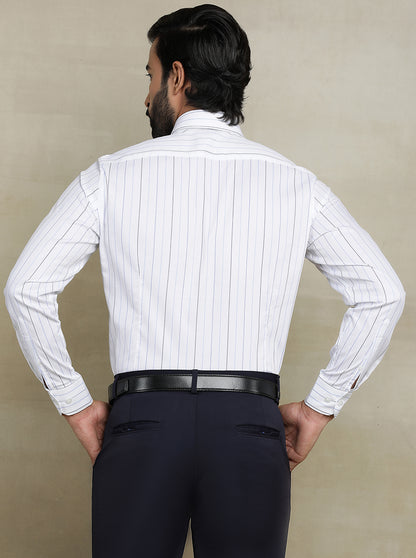 White Striped Slim fit Formal Shirt | Metal