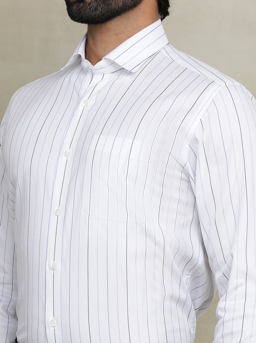 White Striped Slim fit Formal Shirt | Metal