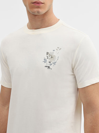 White Printed Slim Fit T-Shirt | Greenfibre