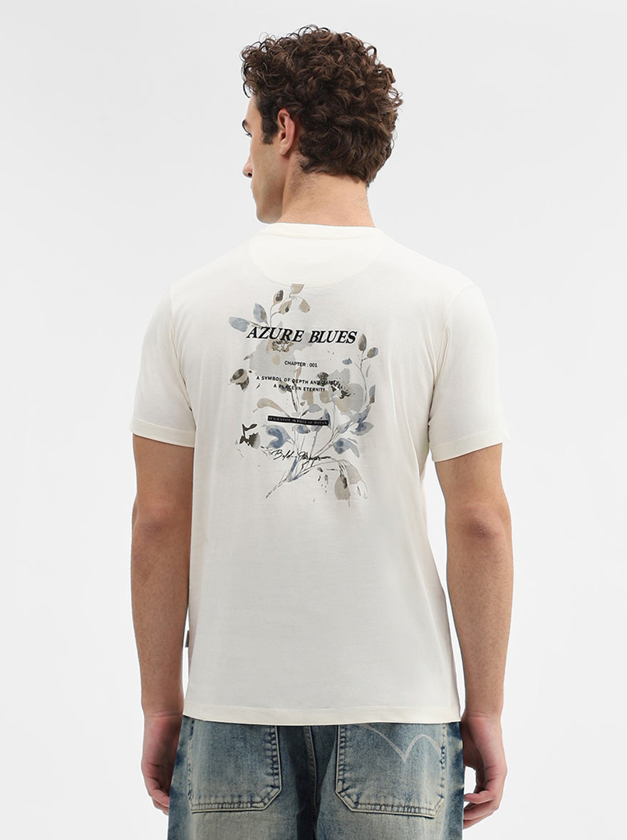 White Printed Slim Fit T-Shirt | Greenfibre