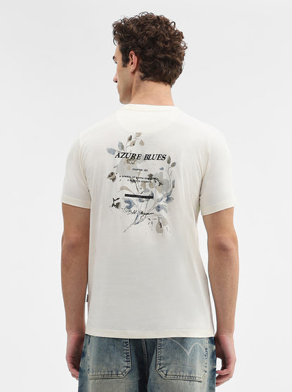 White Printed Slim Fit T-Shirt | Greenfibre