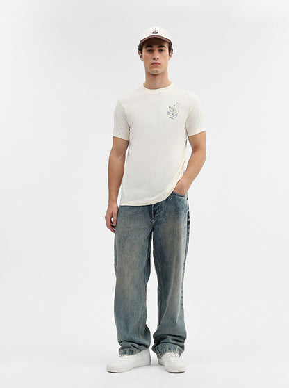White Printed Slim Fit T-Shirt | Greenfibre