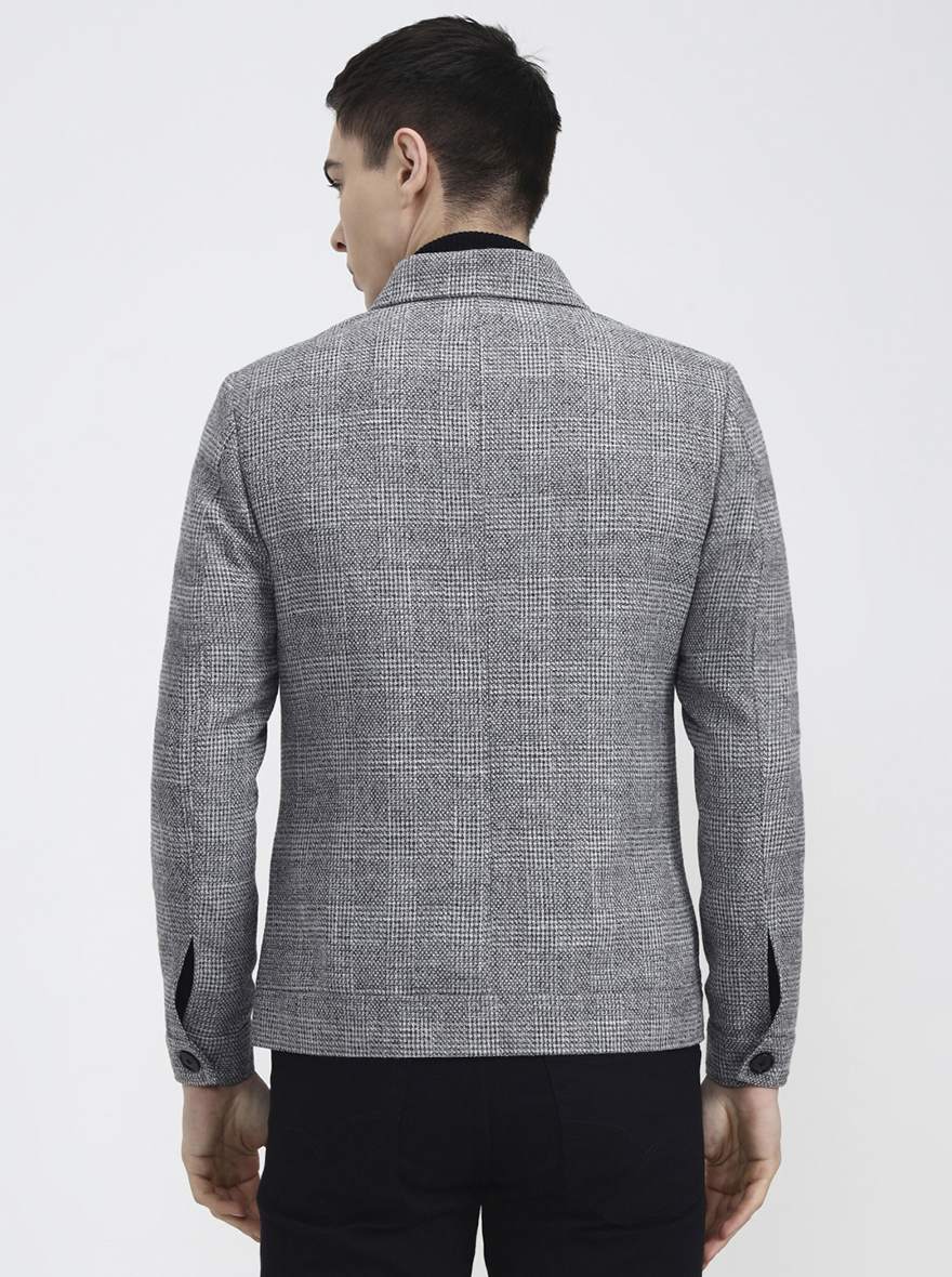 Grey Checked Regular Fit Blazer | Wyre