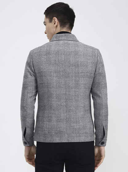 Grey Checked Regular Fit Blazer | Wyre