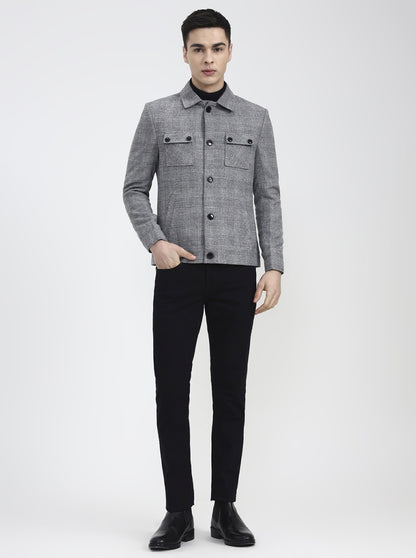Grey Checked Regular Fit Blazer | Wyre