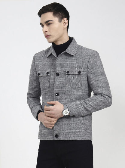 Grey Checked Regular Fit Blazer | Wyre