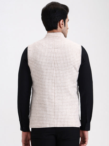 Natural Checked Regular Fit Modi Jacket | JadeBlue