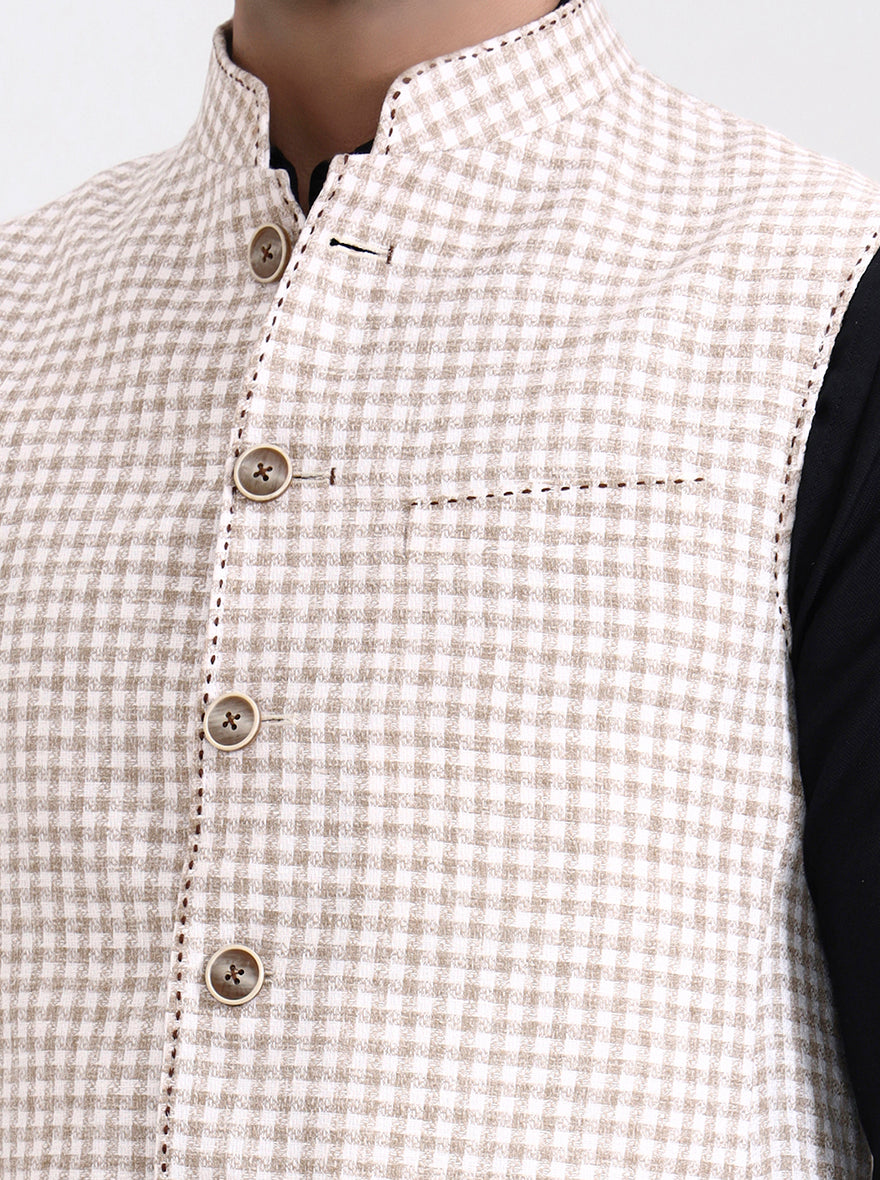 Natural Checked Regular Fit Modi Jacket | JadeBlue