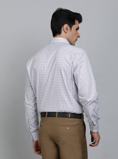 White Checked Regular Fit Formal Shirt | JadeBlue