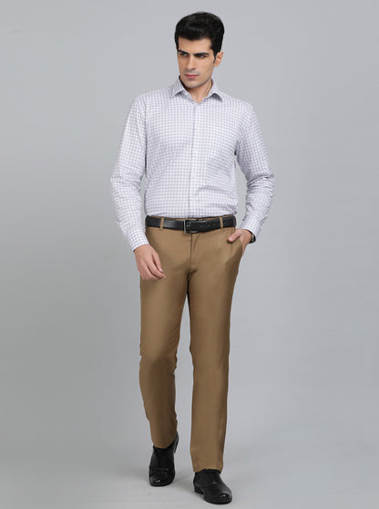 White Checked Regular Fit Formal Shirt | JadeBlue