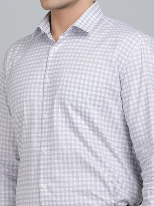White Checked Regular Fit Formal Shirt | JadeBlue