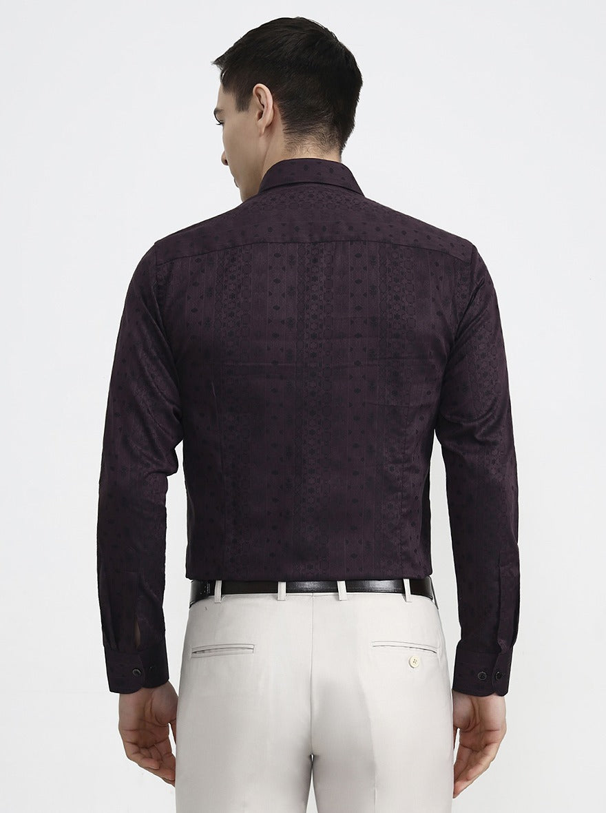 Wine Printed Slim Fit Party Wear Shirt | Wyre