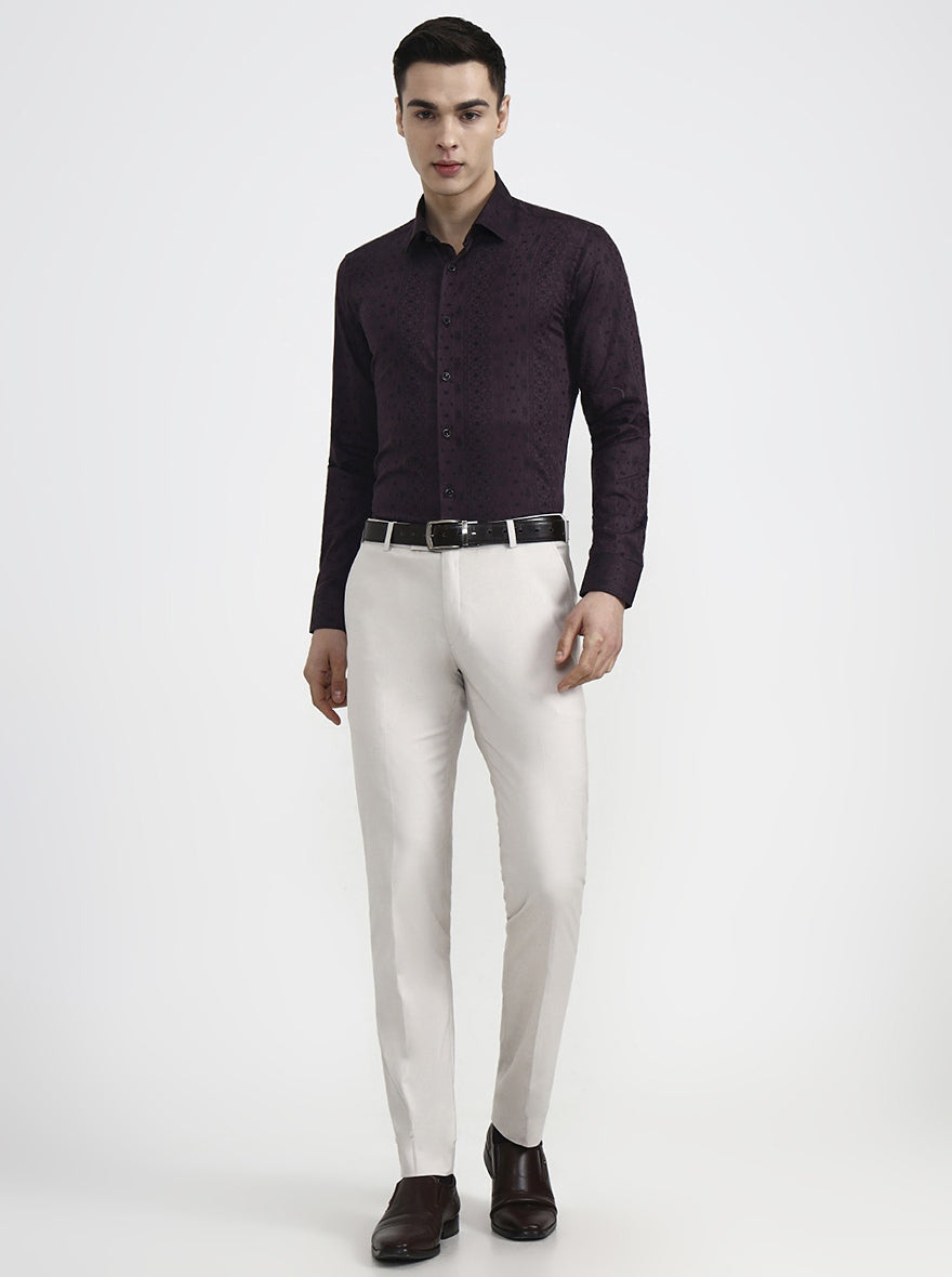 Wine Printed Slim Fit Party Wear Shirt | Wyre