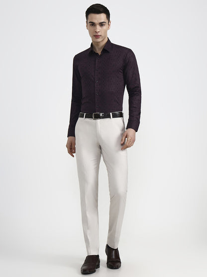 Wine Printed Slim Fit Party Wear Shirt | Wyre