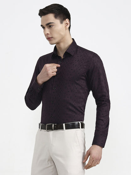 Wine Printed Slim Fit Party Wear Shirt | Wyre