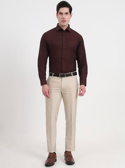Maroon Checked Slim Fit Formal Shirt | Metal