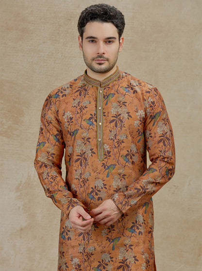 Mustard Yellow Embroidered Kurta Pajama | Virasana