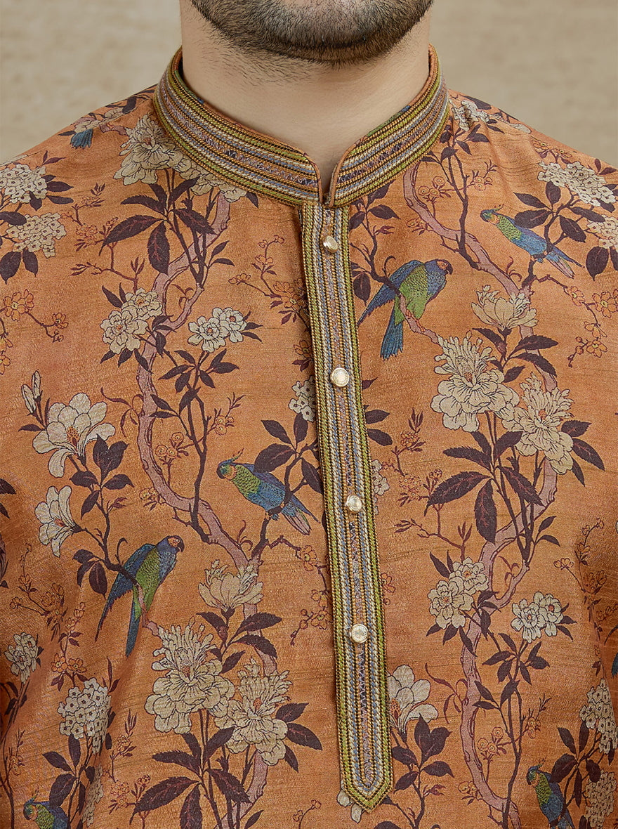 Mustard Yellow Embroidered Kurta Pajama | Virasana