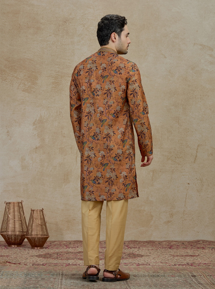 Mustard Yellow Embroidered Kurta Pajama | Virasana