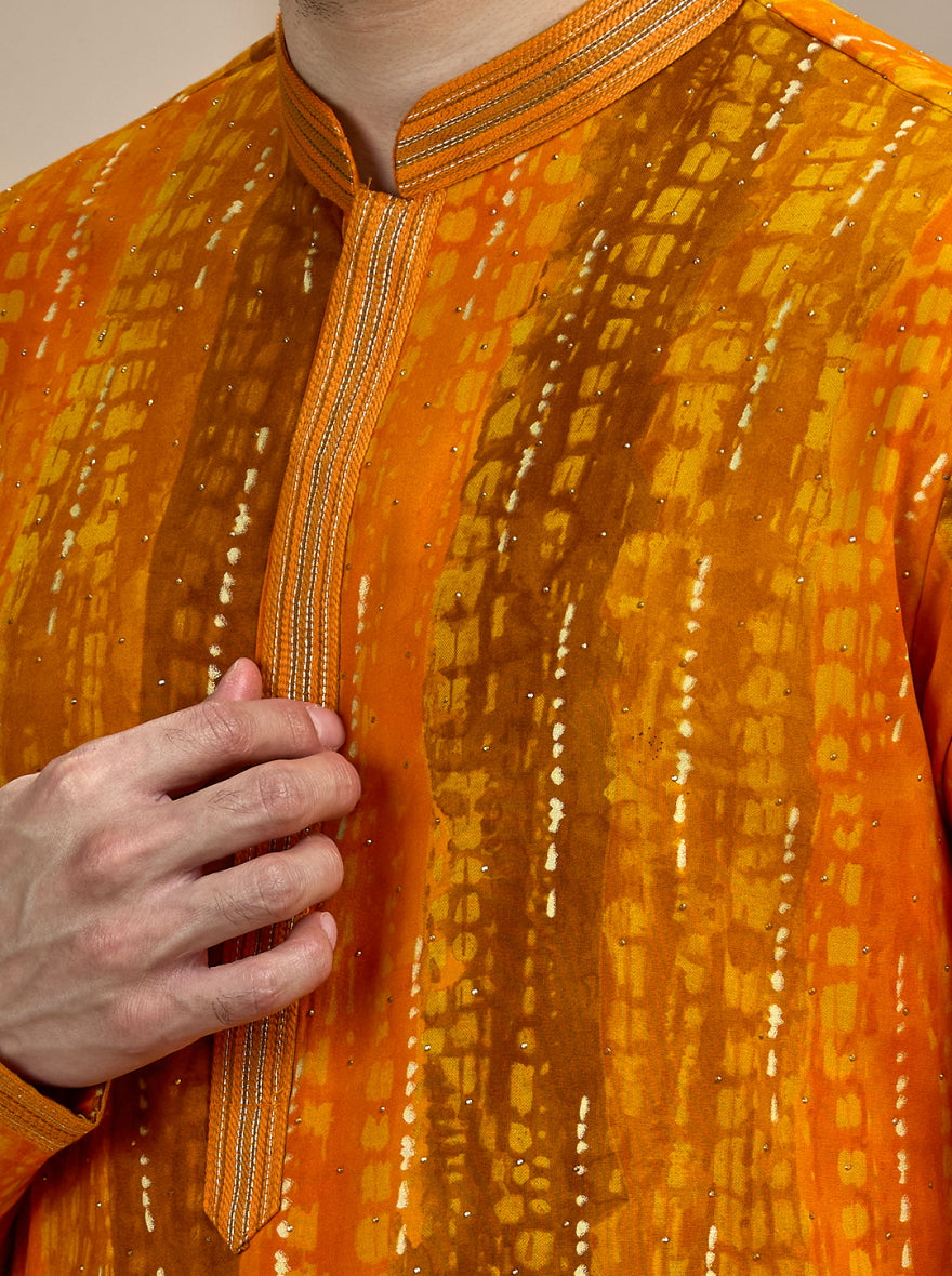 Orange Printed Kurta Pajama | Virasana