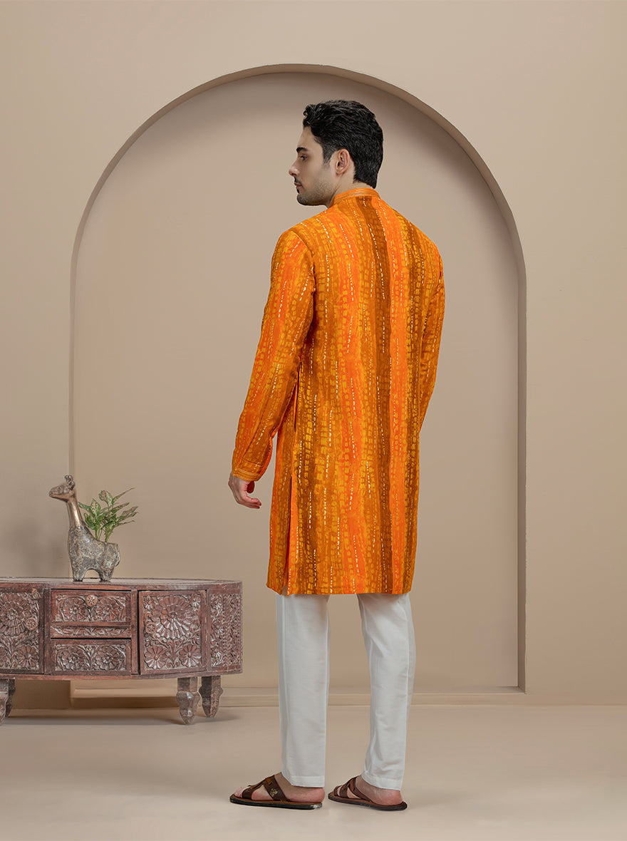 Orange Printed Kurta Pajama | Virasana