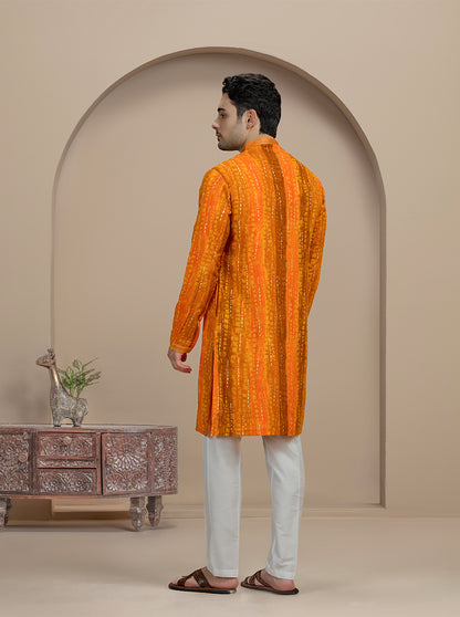 Orange Printed Kurta Pajama | Virasana