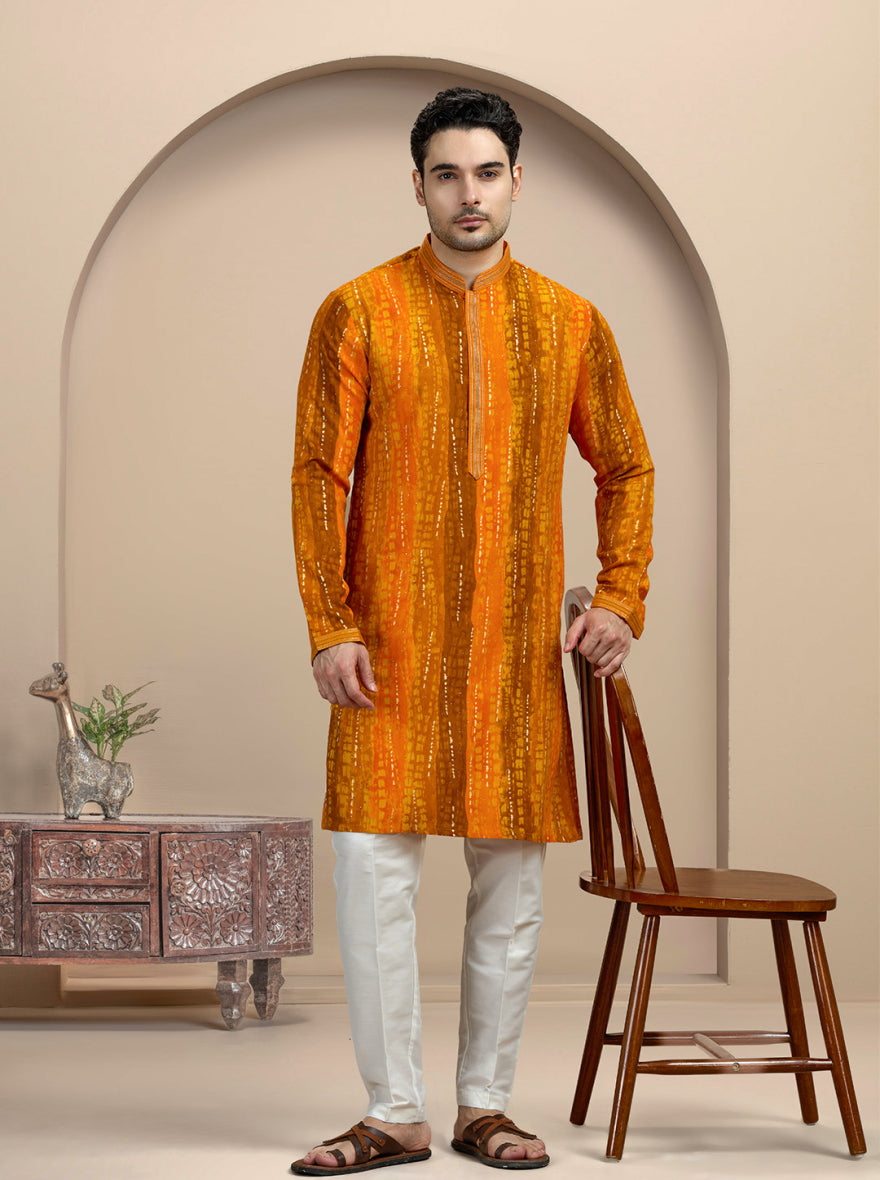 Orange Printed Kurta Pajama | Virasana