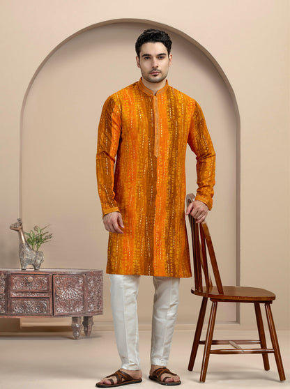 Orange Printed Kurta Pajama | Virasana