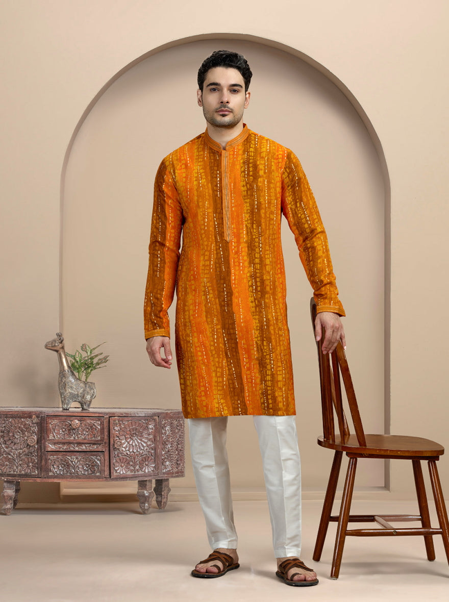 Orange Printed Kurta Pajama | Virasana