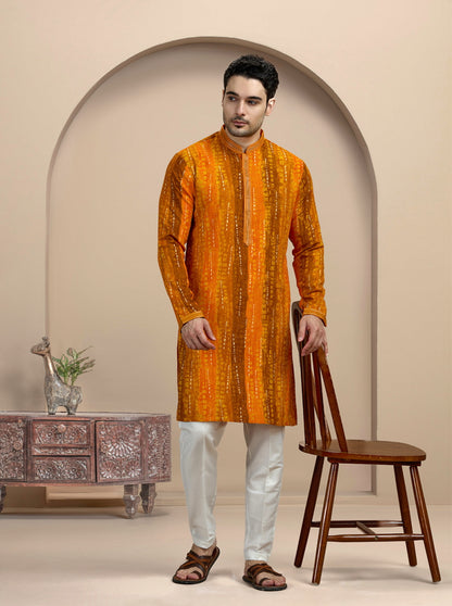 Orange Printed Kurta Pajama | Virasana