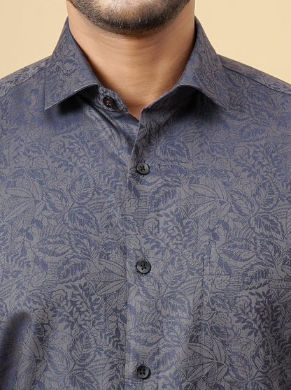 Blue Solid Slim Fit Formal Shirt | Metal