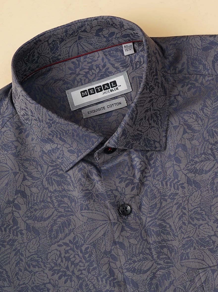 Blue Solid Slim Fit Formal Shirt | Metal