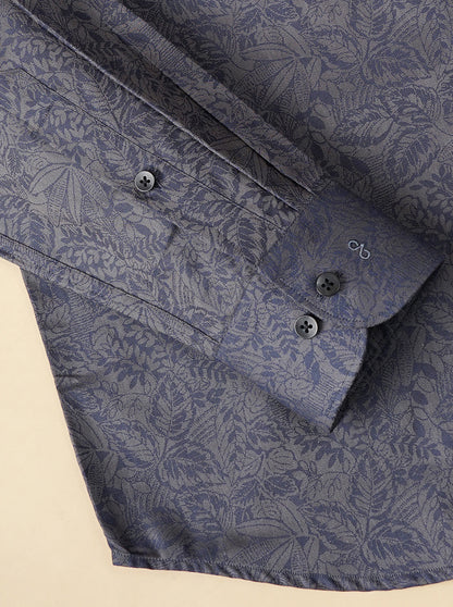 Blue Solid Slim Fit Formal Shirt | Metal