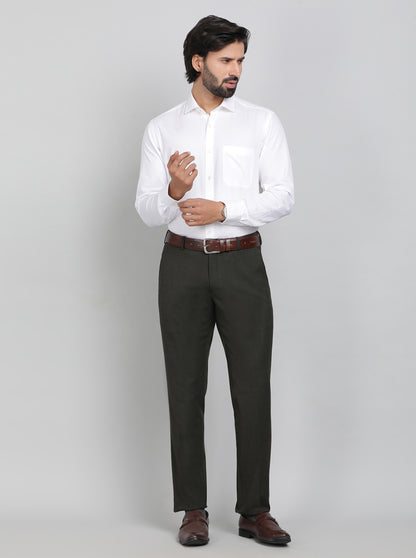 White Printed Slim Fit Formal Shirt | Metal